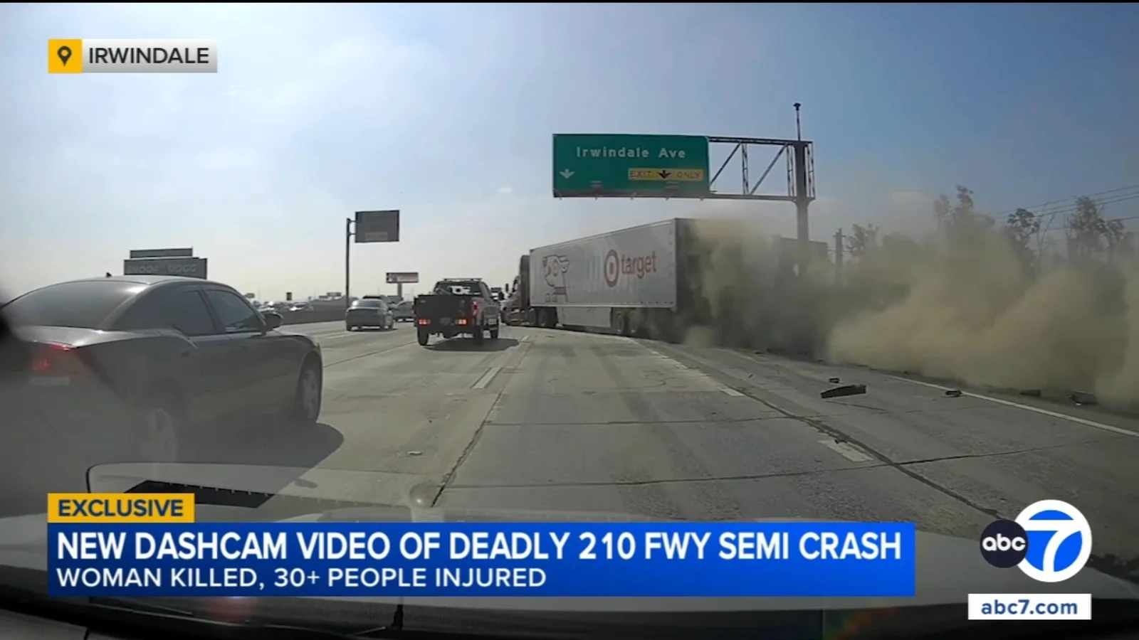 Dashcam captures pre-crash sequence in fatal Irwindale I-210 wreck