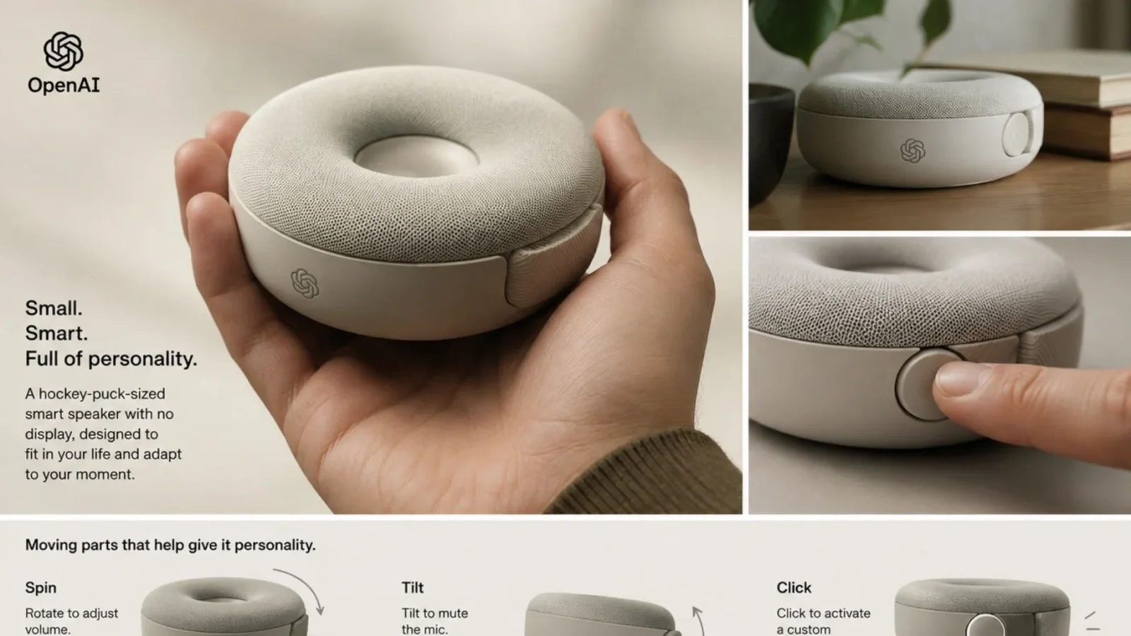 OpenAI’s debut hardware emerges as a doughnut-shaped, display-free speaker