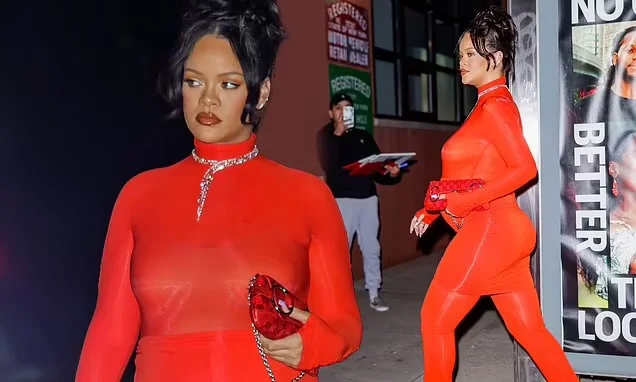 Rihanna flaunts baby bump in bold fashion choices.