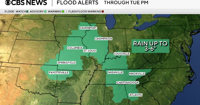 Central U.S. braces for days of heavy rain and floods threatening 88 million