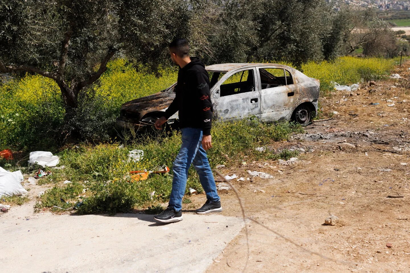 Palestinians left helpless after Israeli settler attack in Huwara.