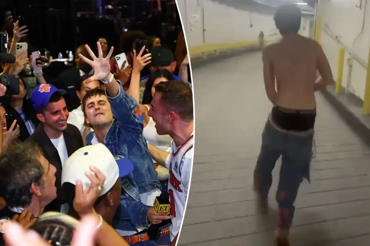 Chalamet rips shirt, mic in hand as Knicks celebrate wild Finals comeback