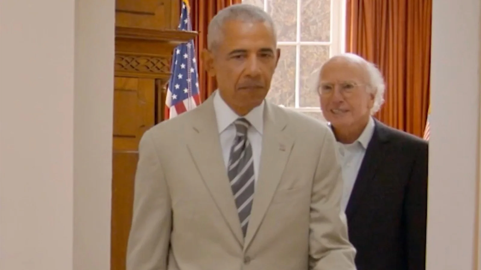 Obama Turns Tan-Suit Saga into Laughs on Larry David–Led HBO Finale