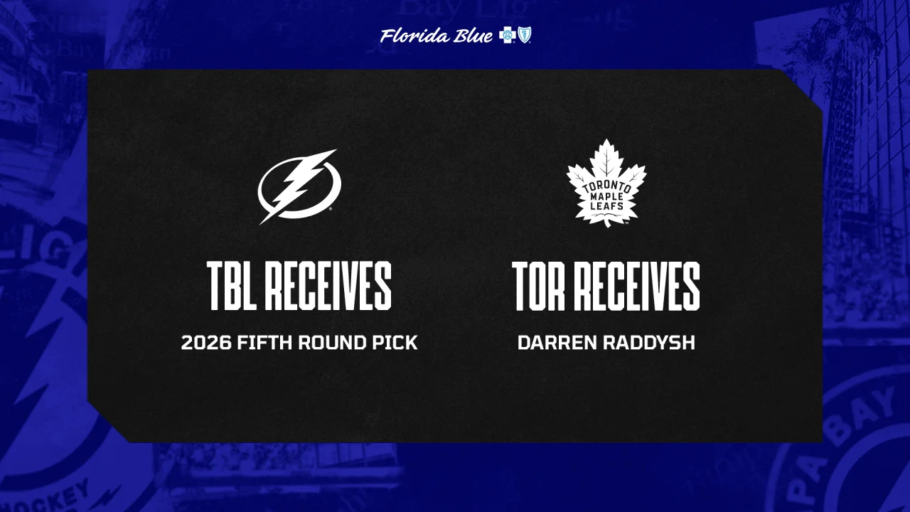 Lightning trade Darren Raddysh to Maple Leafs for 2026 fifth-round pick