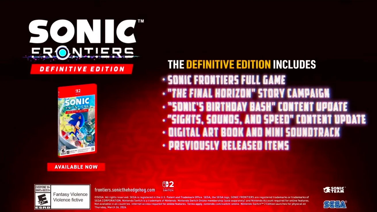 Sonic Frontiers Definitive Edition Arrives on Switch 2 With Two Modes and No Upgrade Path