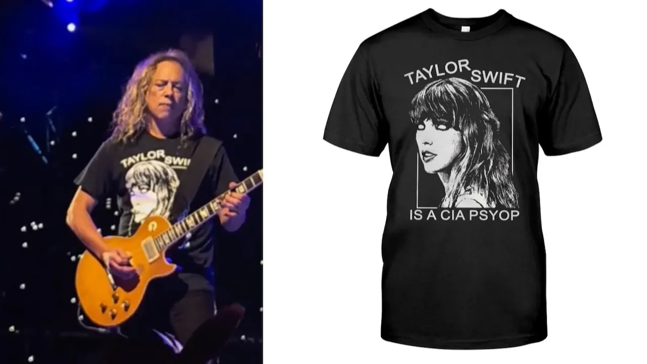 Swiftie Sparks Fly as Hammett Wears CIA Psyop Shirt During Metallica Show
