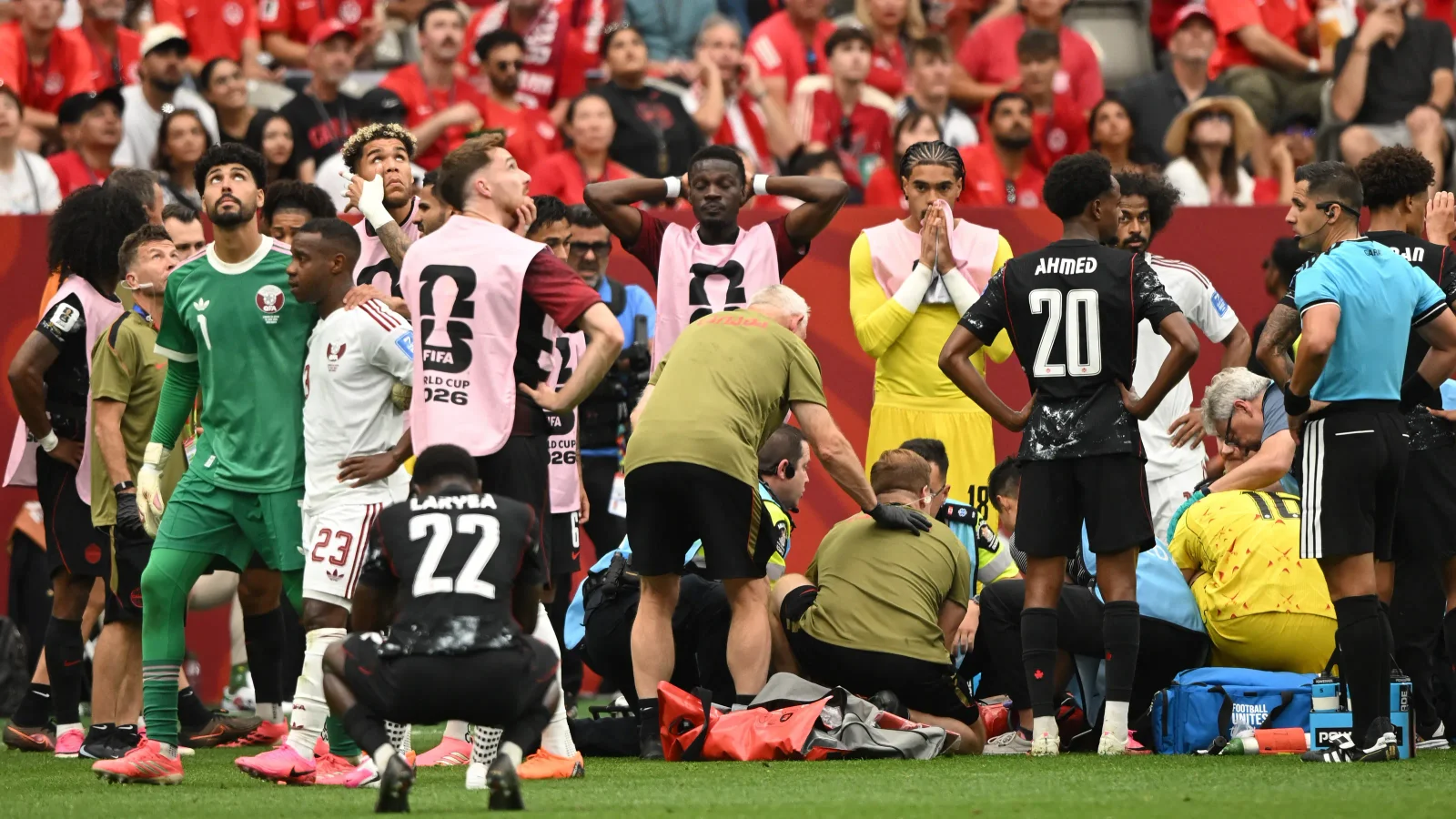 Kone stretchered off as Canada-Qatar World Cup clash turns fiery with red cards