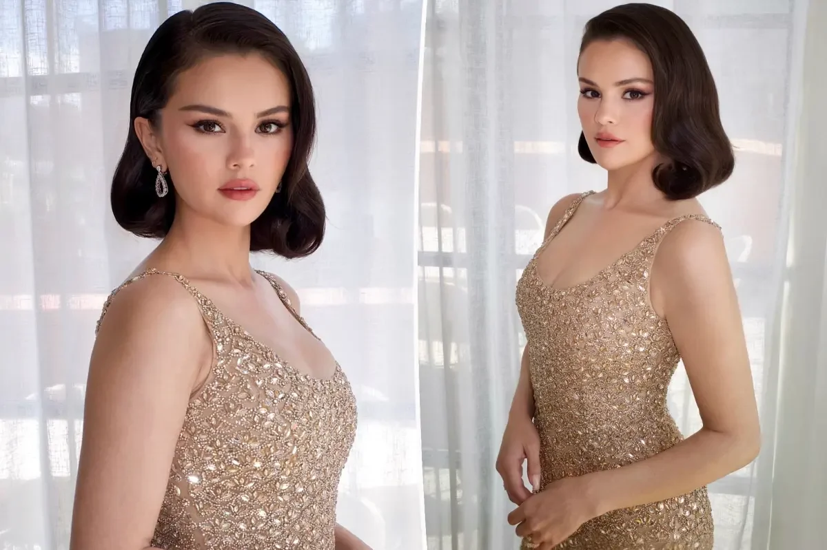 Selena Gomez Dazzles in Gold Oscar de la Renta at Swift-Kelce Wedding