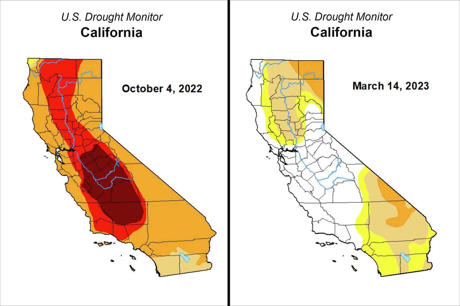 California's Drought Conditions Improve Significantly After Winter Storms.