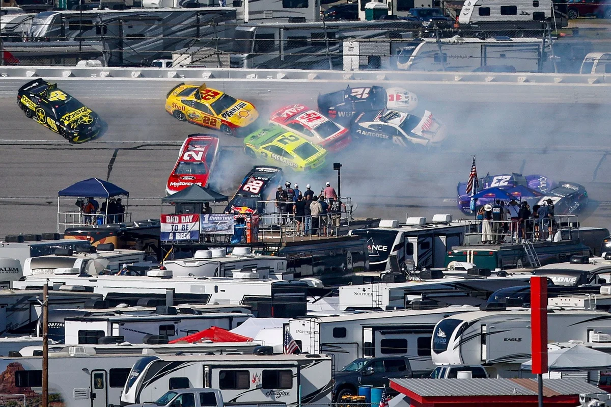 Massive Talladega crash stops NASCAR Cup race after 25-car pileup