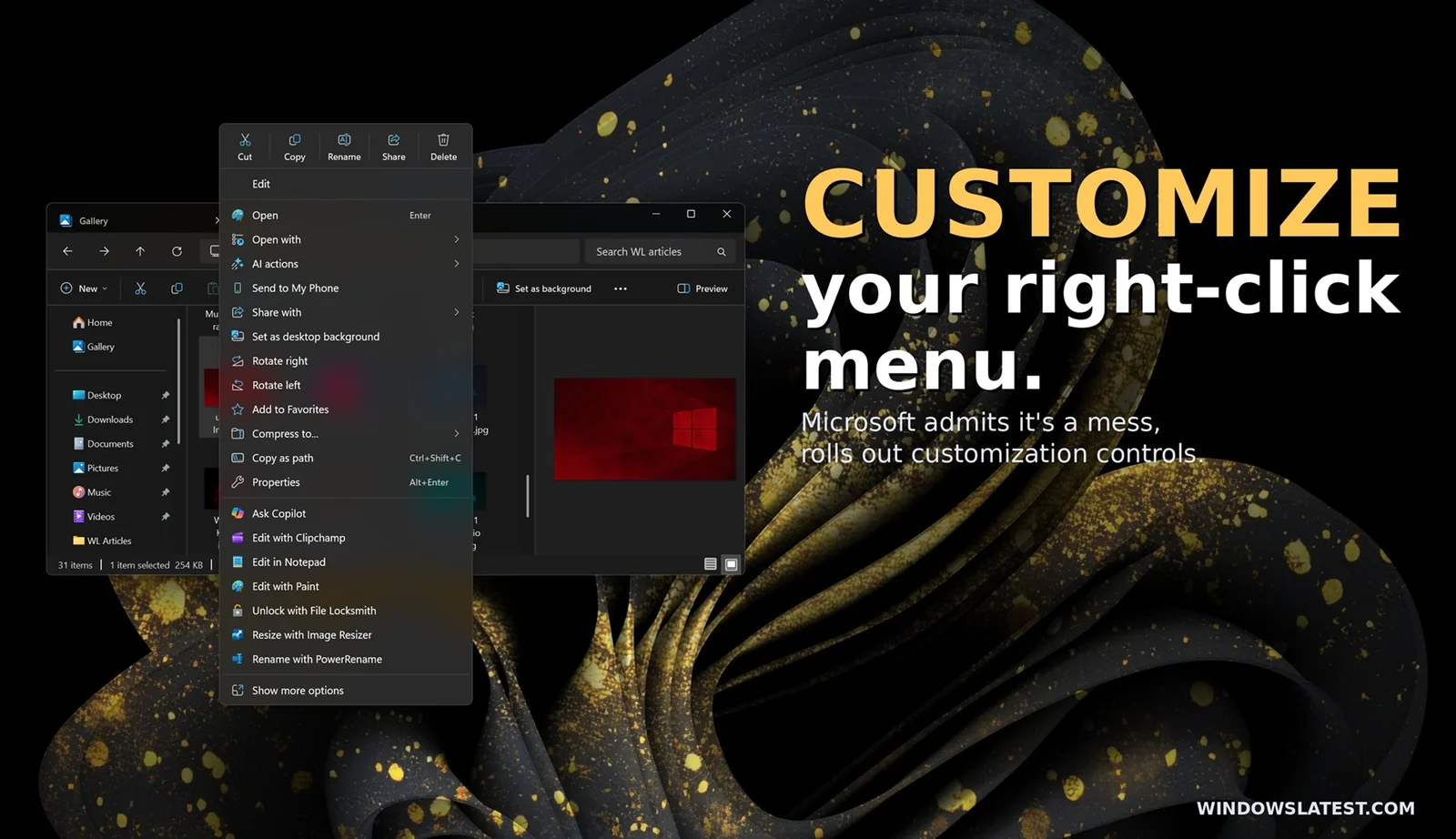 Windows 11 to gain fully customizable right-click menu amid clutter complaints