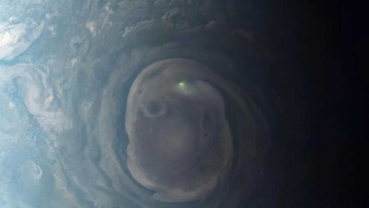 Juno Mission Captures Ghostly Green Lightning on Jupiter