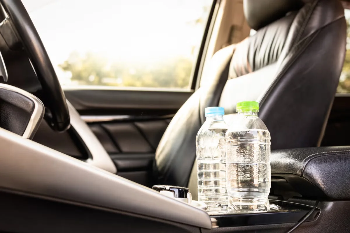 Heat-exposed water: bottled drinks left in cars may leach chemicals and microplastics