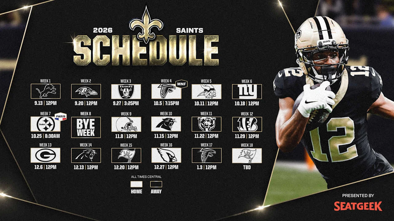 Saints 2026 Schedule Highlights Paris Game and Dome Anniversary
