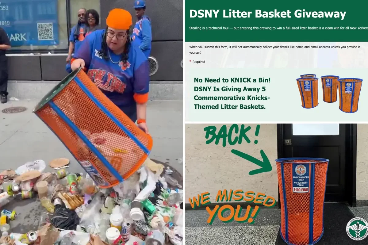 DSNY Celebrates Knicks Victory With Free Knicks-Themed Trash Bins, Subtly Taunts Heist