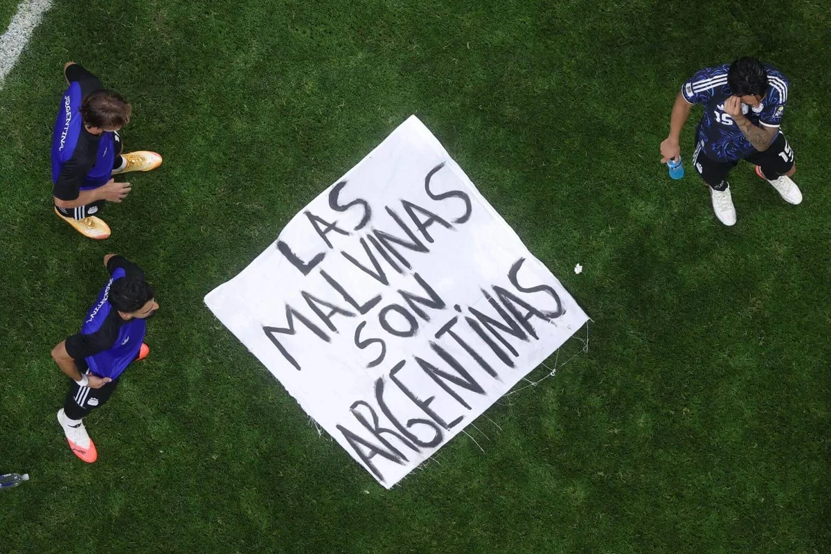 Falklands banner could trigger FIFA sanctions as Argentina celebrates semi-final win