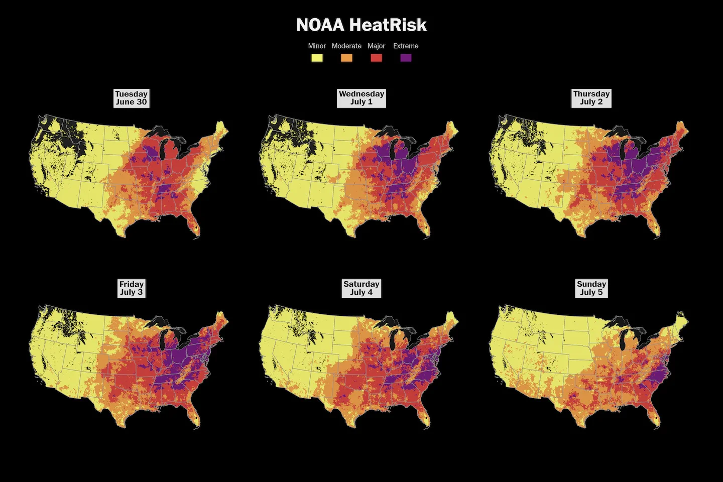 Heat dome to push triple-digit heat from the Midwest to the East this week