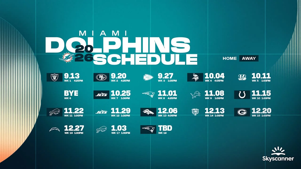 Dolphins Unveil 2026 Schedule With Road-Heavy Start