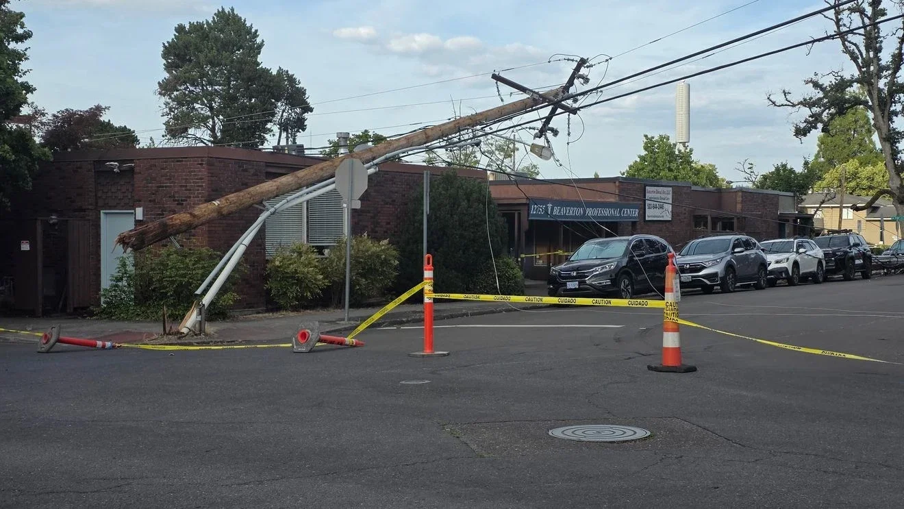 Beaverton power poles toppled by semi-truck; power restored by Saturday afternoon