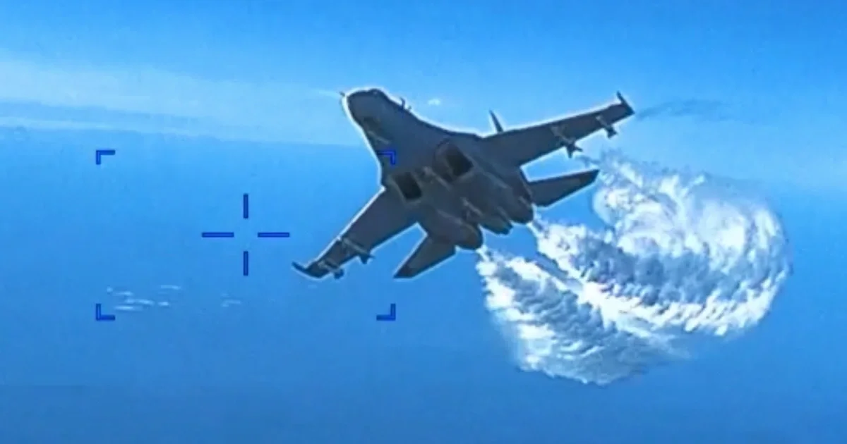 Russian fighter jet collides with US drone in Black Sea.