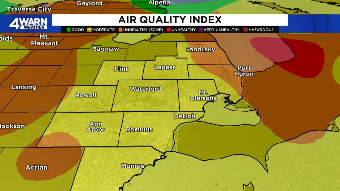 Improving Air Quality and Rainfall Expected in Metro Detroit and NYC