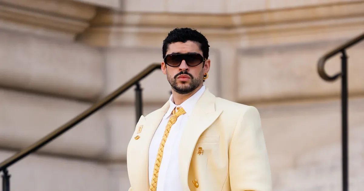 Butter-yellow couture moment: Bad Bunny brings heels to Schiaparelli in Paris