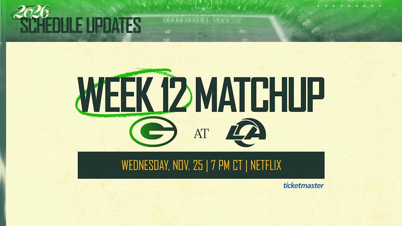 Thanksgiving Eve Clash: Packers to face Rams on Wednesday in 2026 schedule