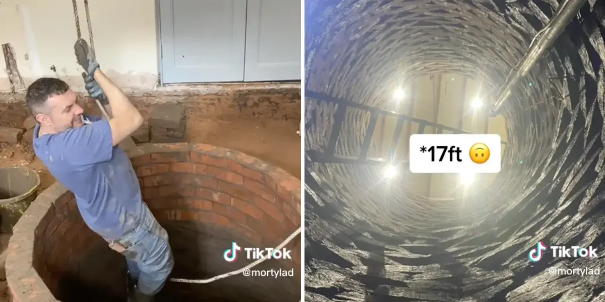 TikToker discovers ancient well during kitchen renovation.