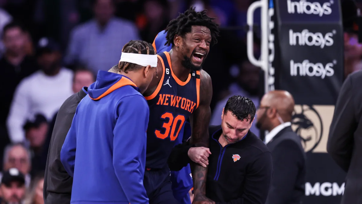 Knicks' Julius Randle sidelined for playoffs due to ankle injury.