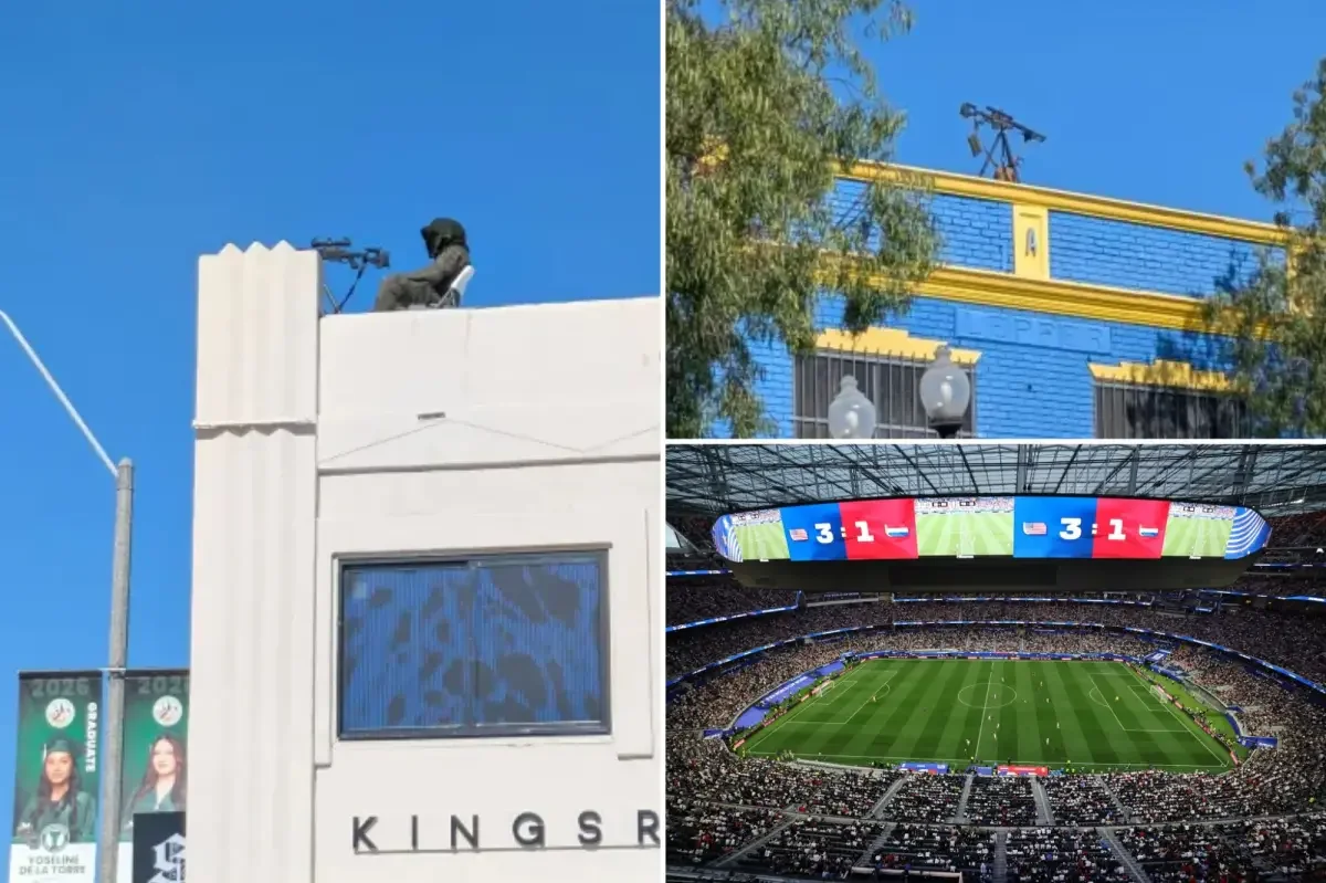 Rooftop Overwatch Guard SoFi Stadium as World Cup Security Expands in LA