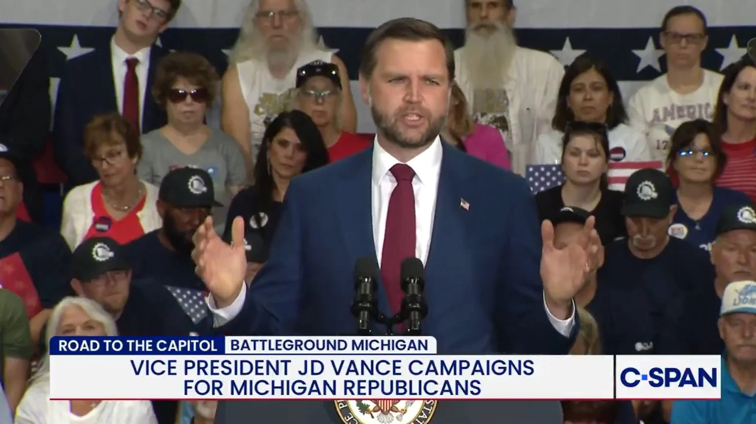 Vance Attacks El-Sayed as 'Very Evil' in Michigan Rally