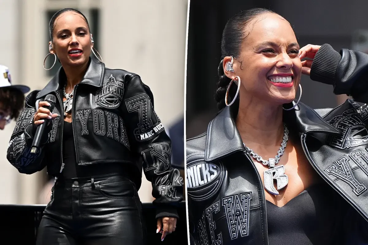 Alicia Keys caps Knicks parade with Empire State of Mind in blinged leather
