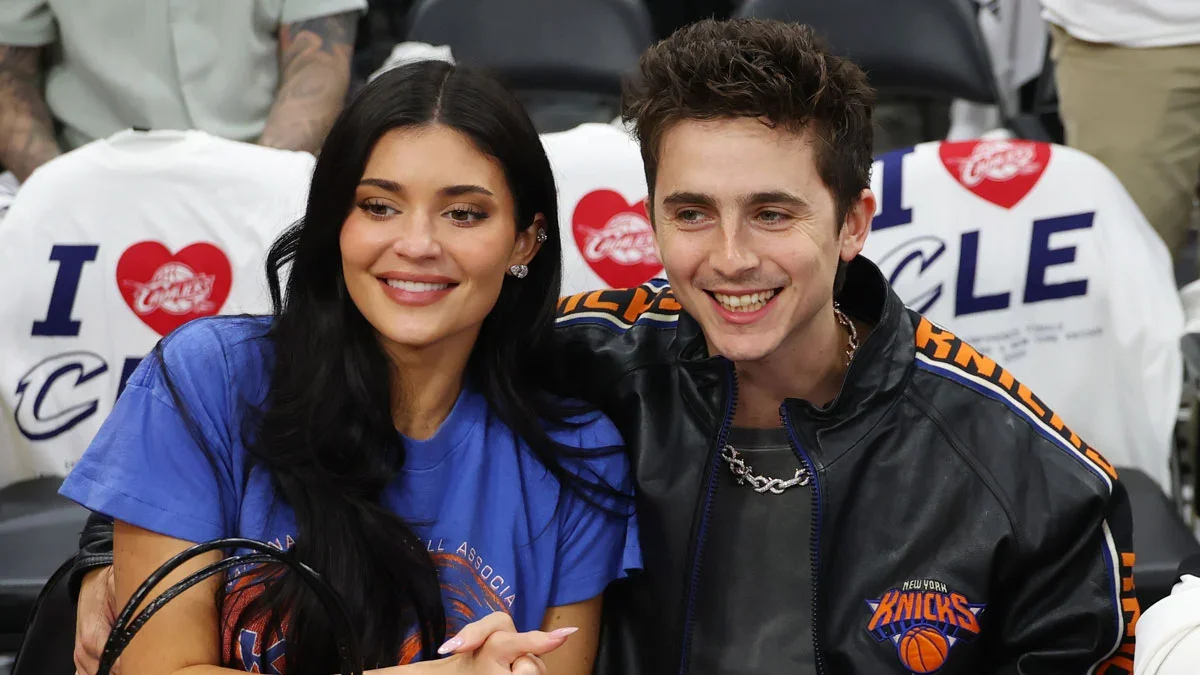 Kylie Jenner and Timothee Chalamet Catch Knicks Playoff Action in Cleveland