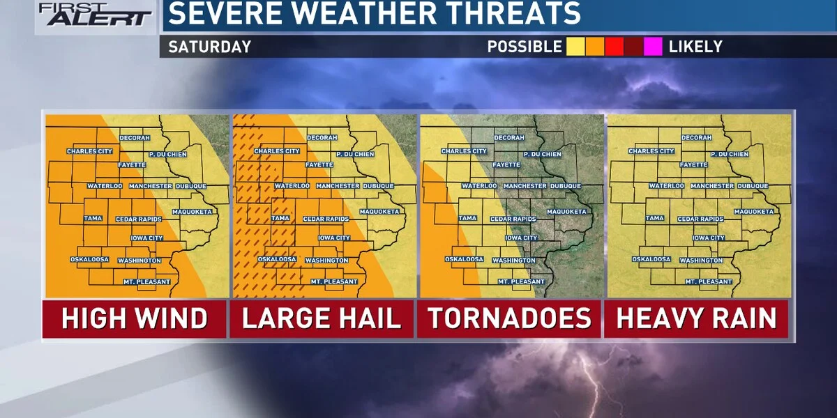 Severe storms with tornado potential expected on Saturday.