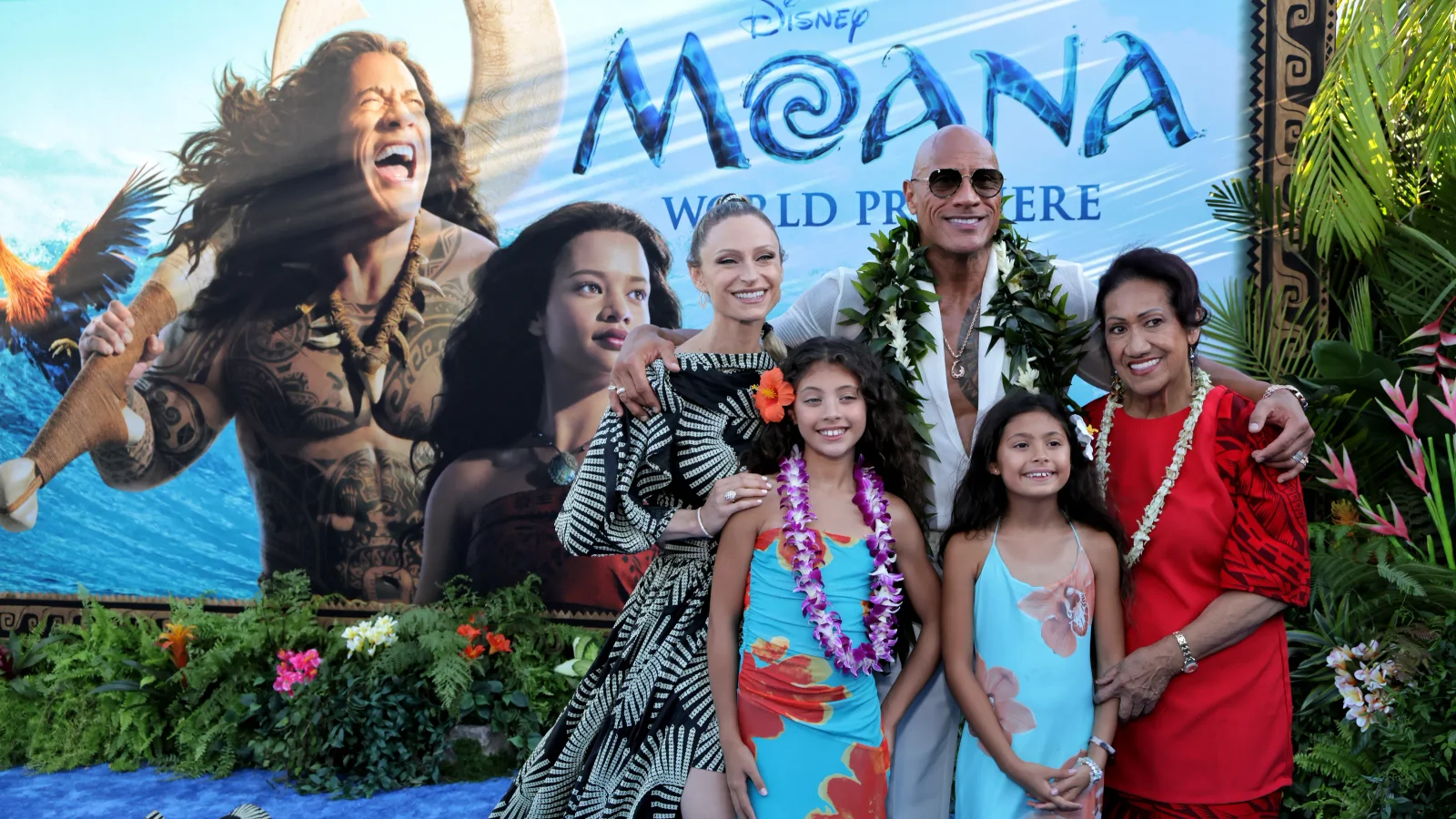 Dwayne Johnson Lets Family Steal the Moana Moment at LA Premiere