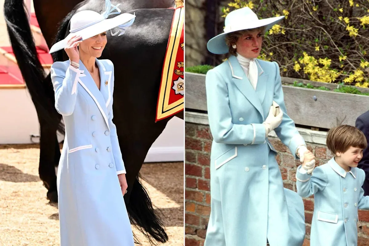 Kate Channels Diana in Sky-Blue Trooping Coatdress