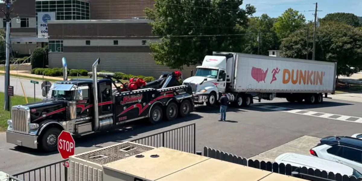Dunkin Truck Breaks Down in Front of Pelham Police Department, Cops Share Donut-Style Humor