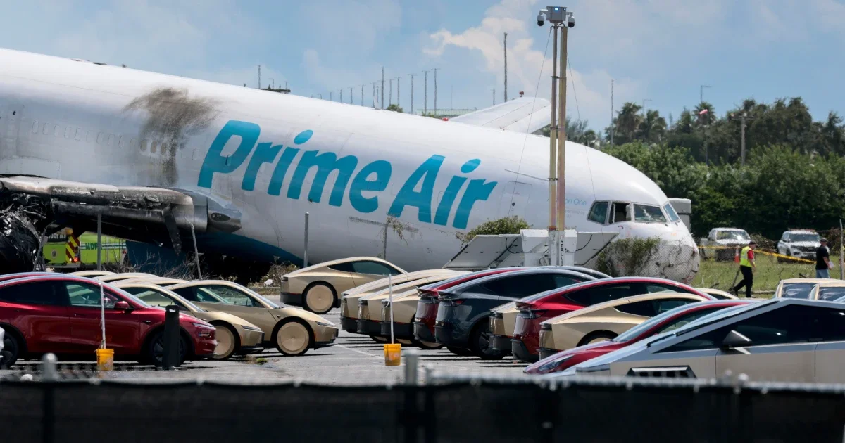 Five killed as Amazon-branded cargo jet overruns Miami runway, cleaners in van among victims