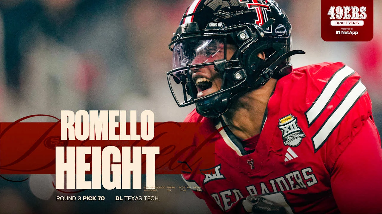 49ers add versatile edge defender Romello Height at No. 70 in 2026 NFL Draft