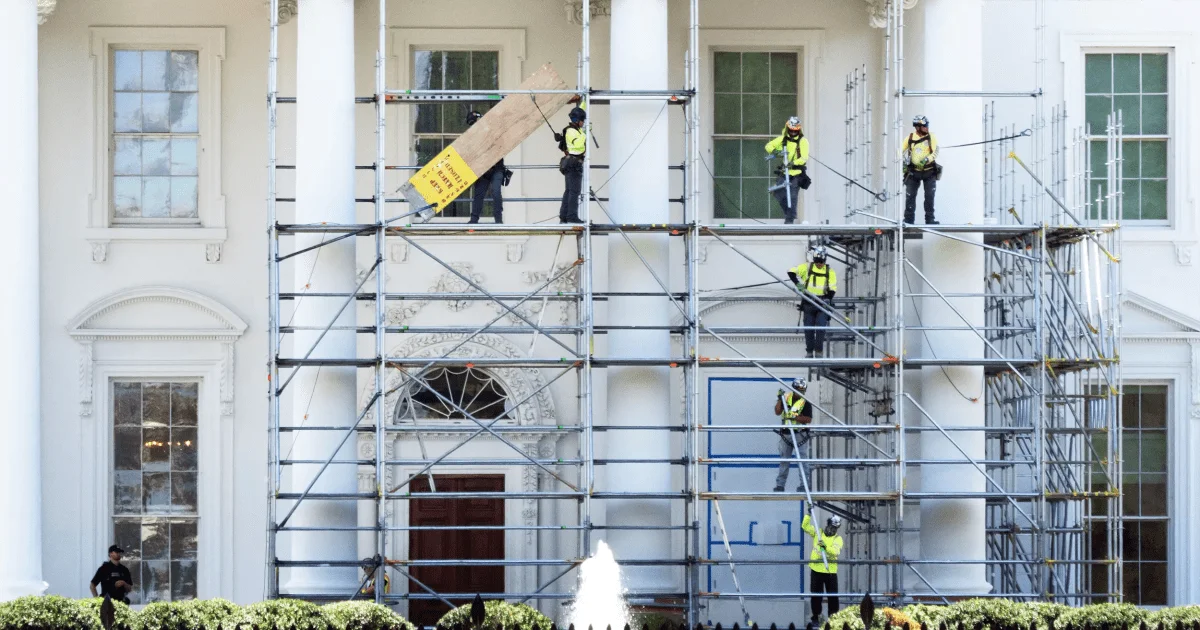 White House scaffolding removal injures worker amid North Portico renovations