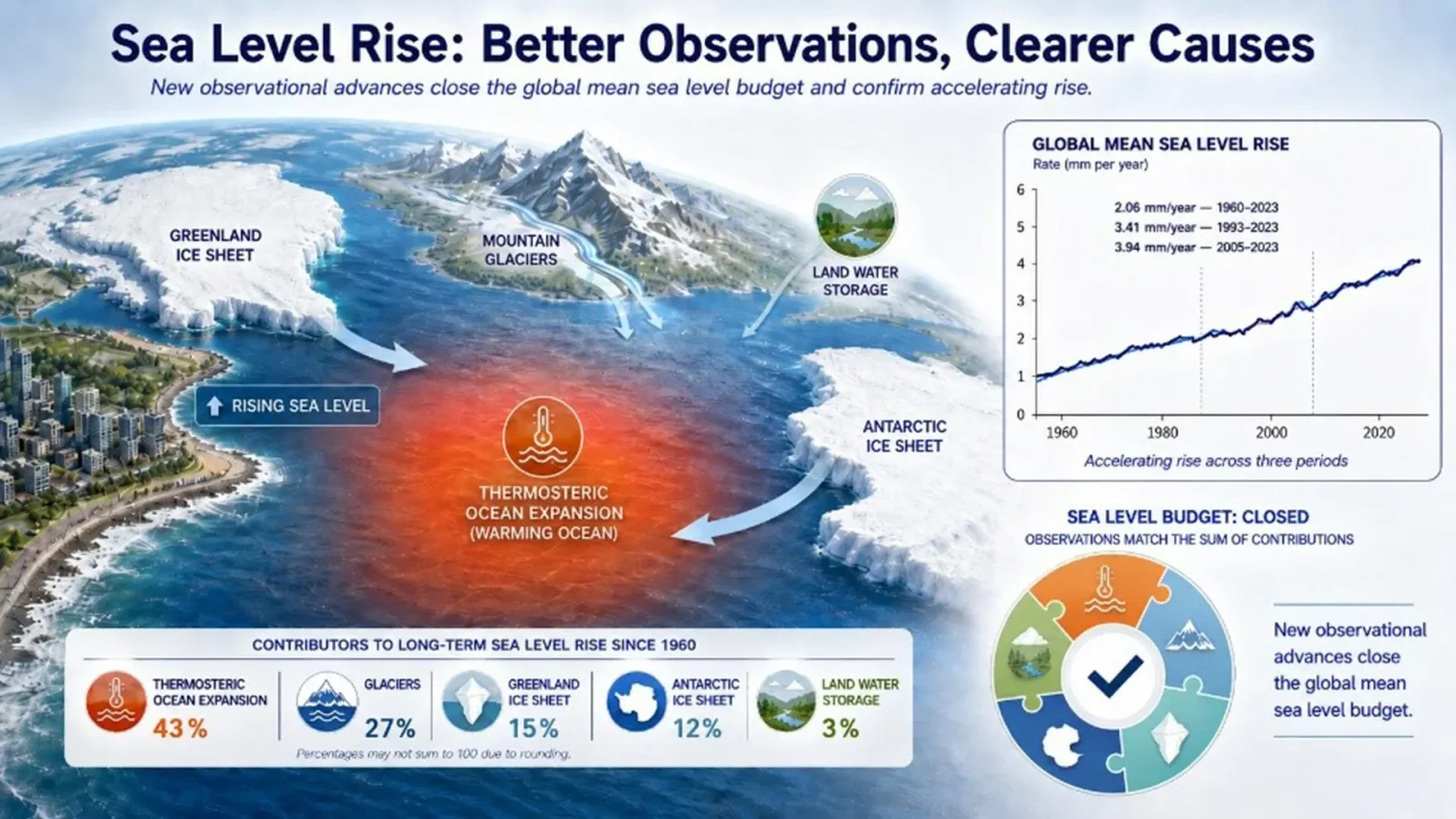 Ocean Warming and Ice Melt Push Global Sea Levels Higher, Study Finds
