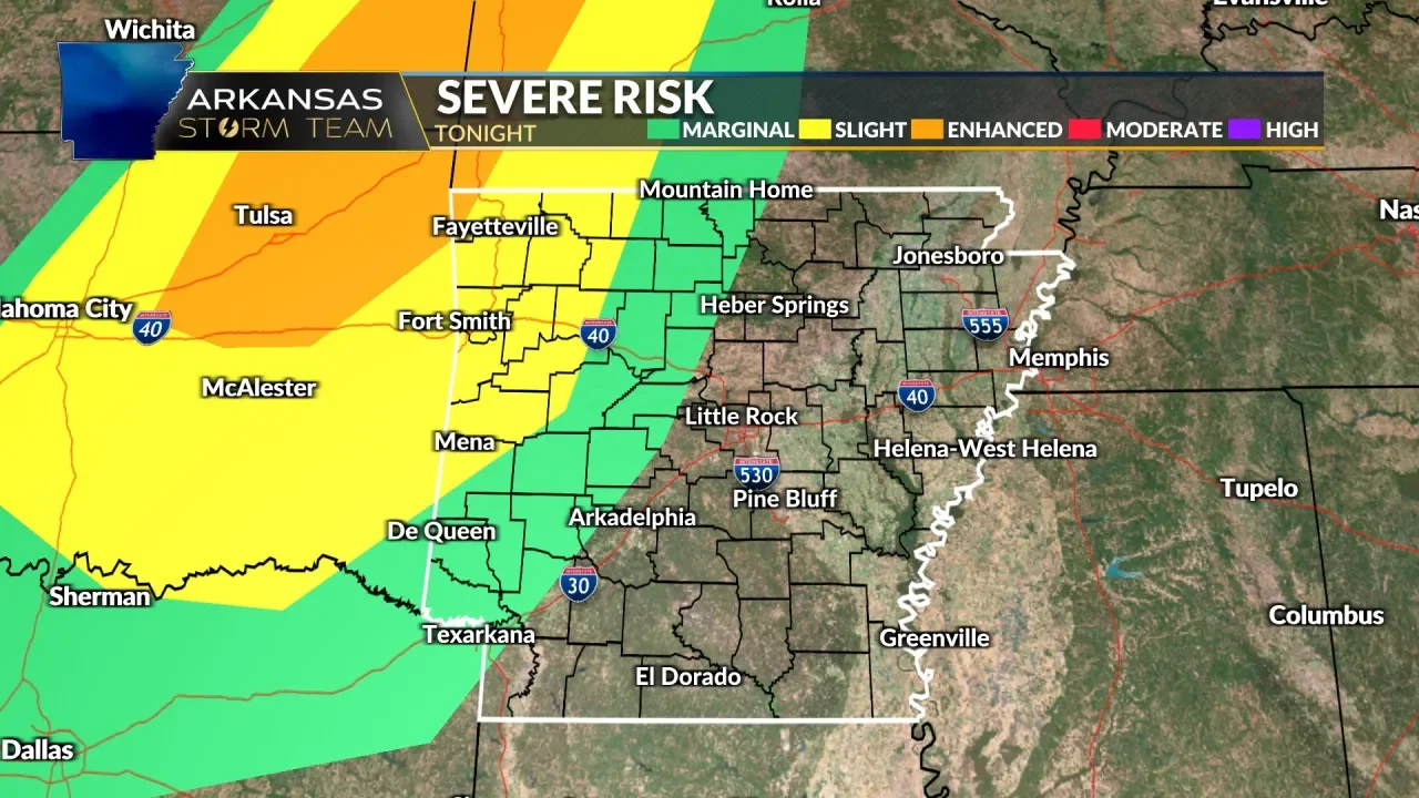 Severe storms expected tonight and Sunday, followed by dry and warm week