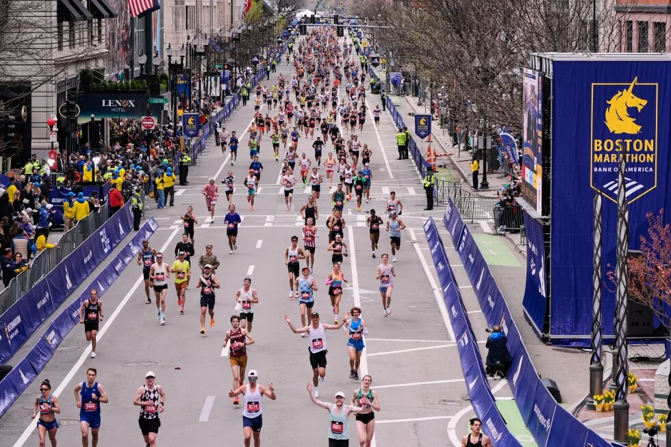 Chelsea Clinton crosses finish line at the Boston Marathon