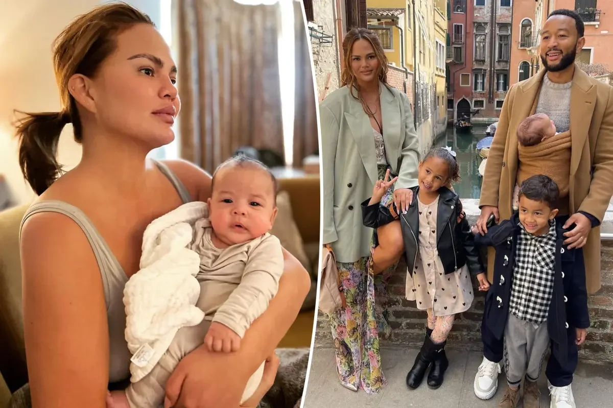 Chrissy Teigen Addresses Surrogacy Speculation and Rocks Bubble Gum Pink Mini Dress.