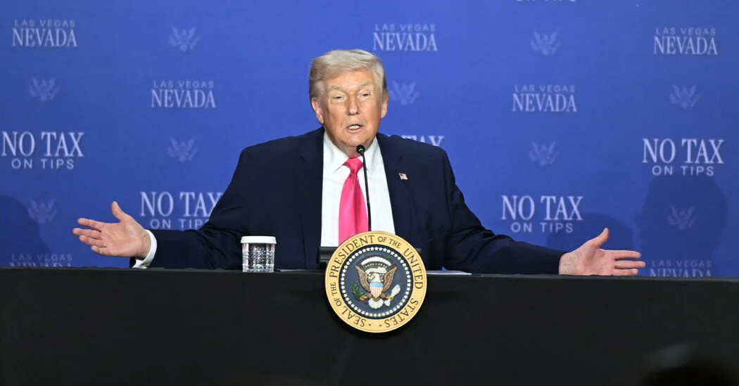 Trump touts tipped-worker tax breaks in Vegas as he downplays Iran-war fuel fears