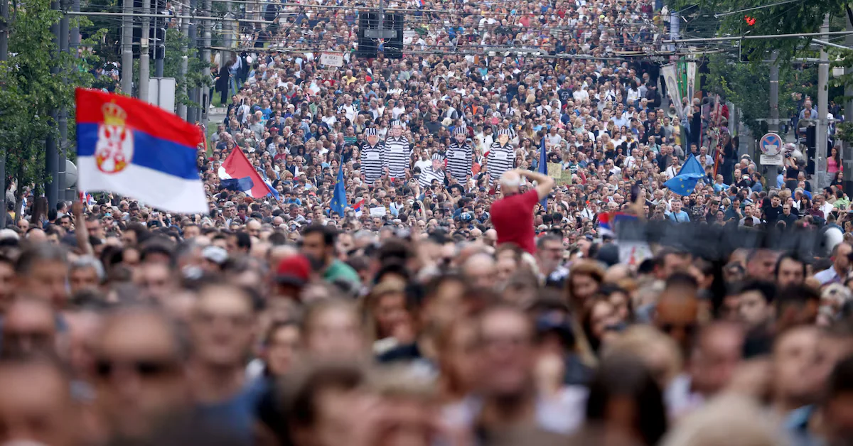 Serbian protesters demand Vucic's resignation.