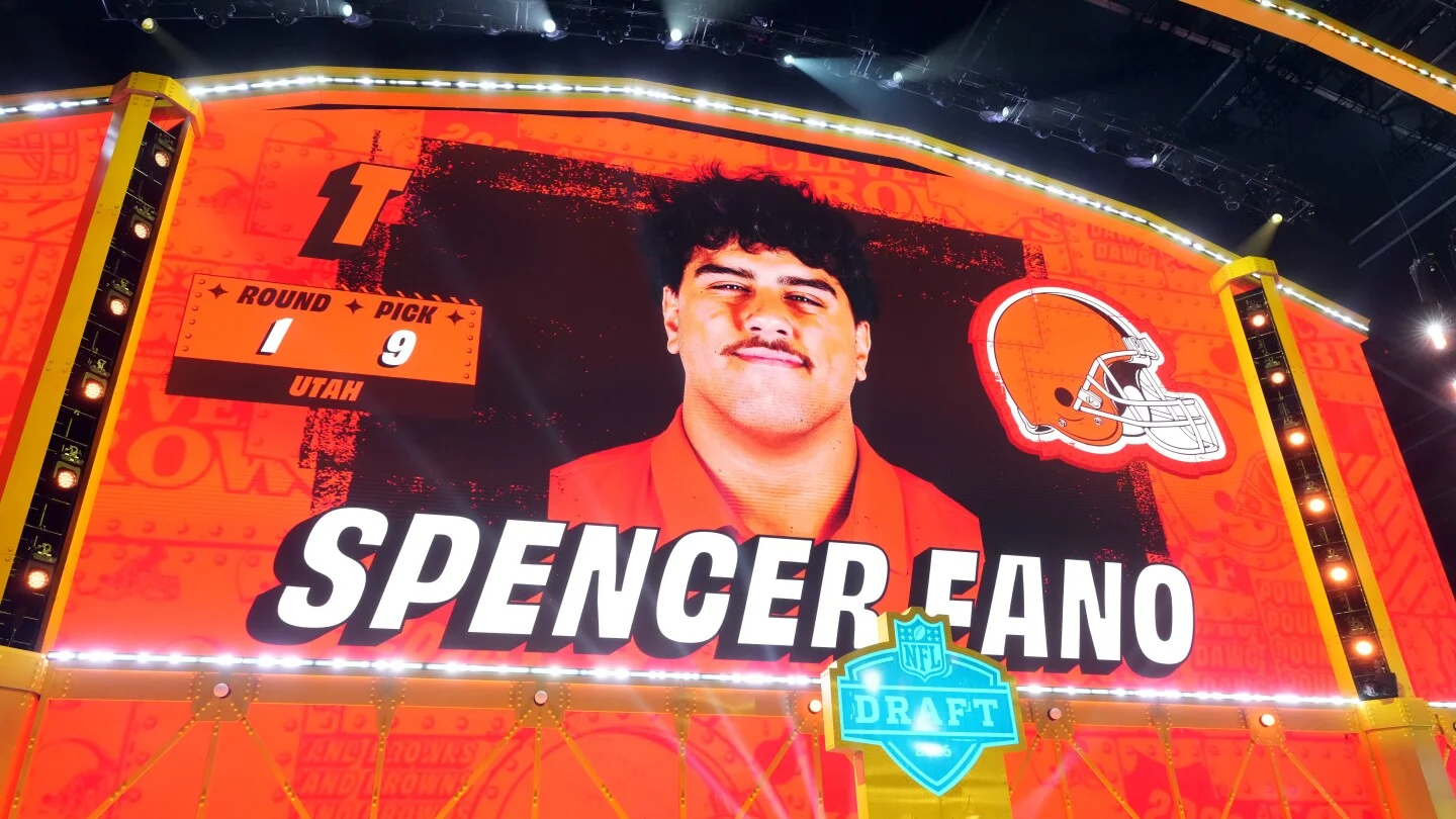 Spencer Fano relieved to dodge Myles Garrett on Sundays, eyes growth in practice