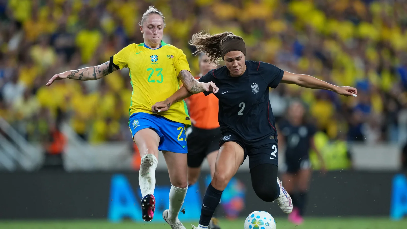 USWNT edge Brazil in chaotic 1-0 friendly as eight red cards dominate