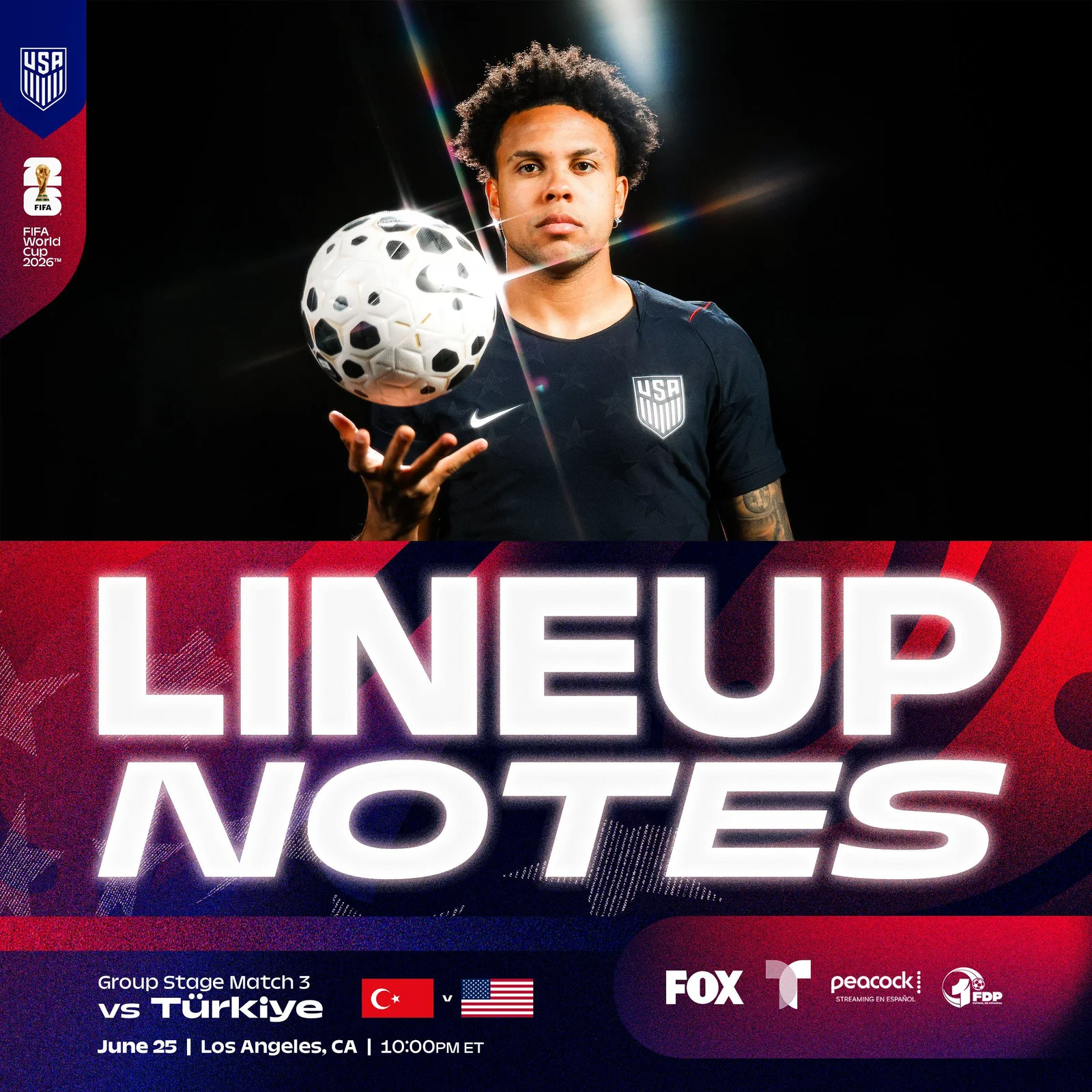 USMNT unveils heavily rotated XI for World Cup 2026 clash with Türkiye in LA