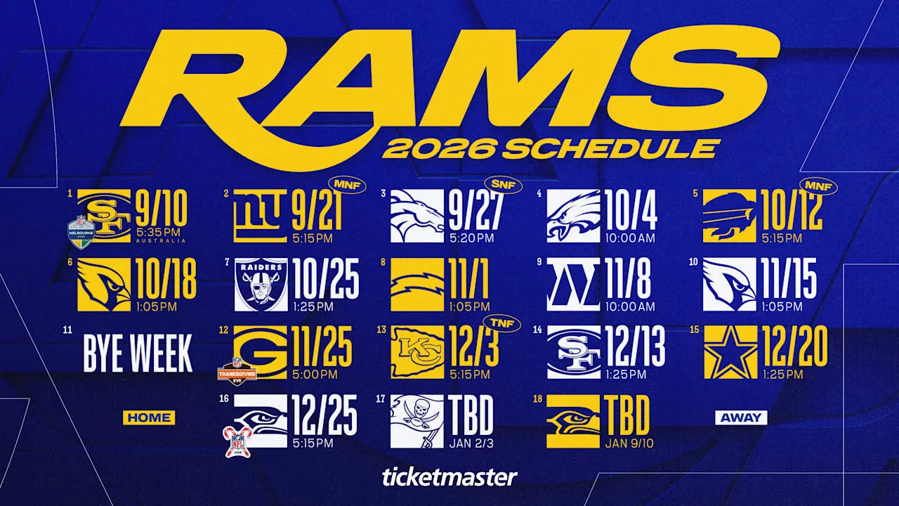 Rams unveil 2026 schedule with primetime slate and Australia opener